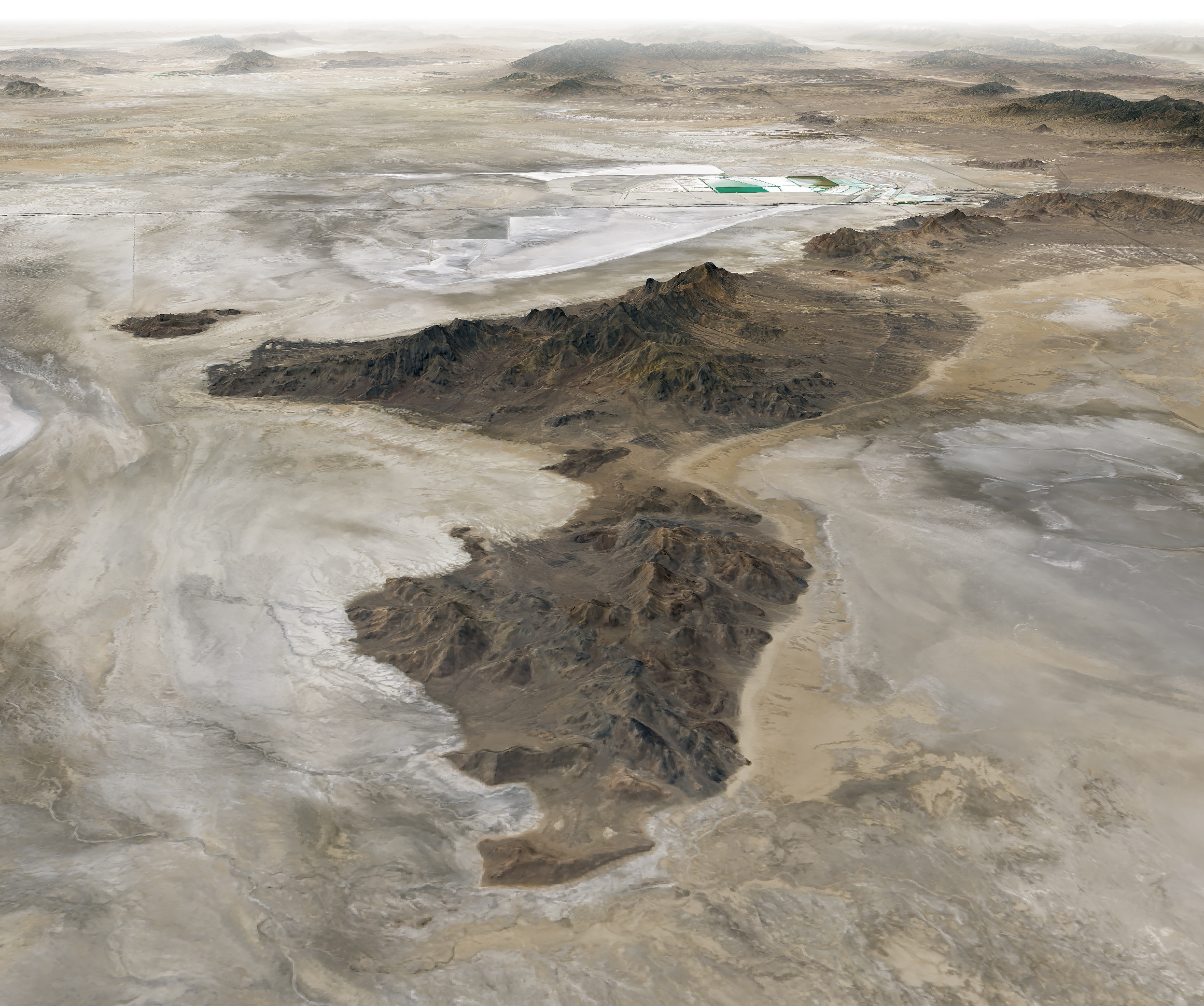 Ancient Lake Bonneville shorelines visible from space