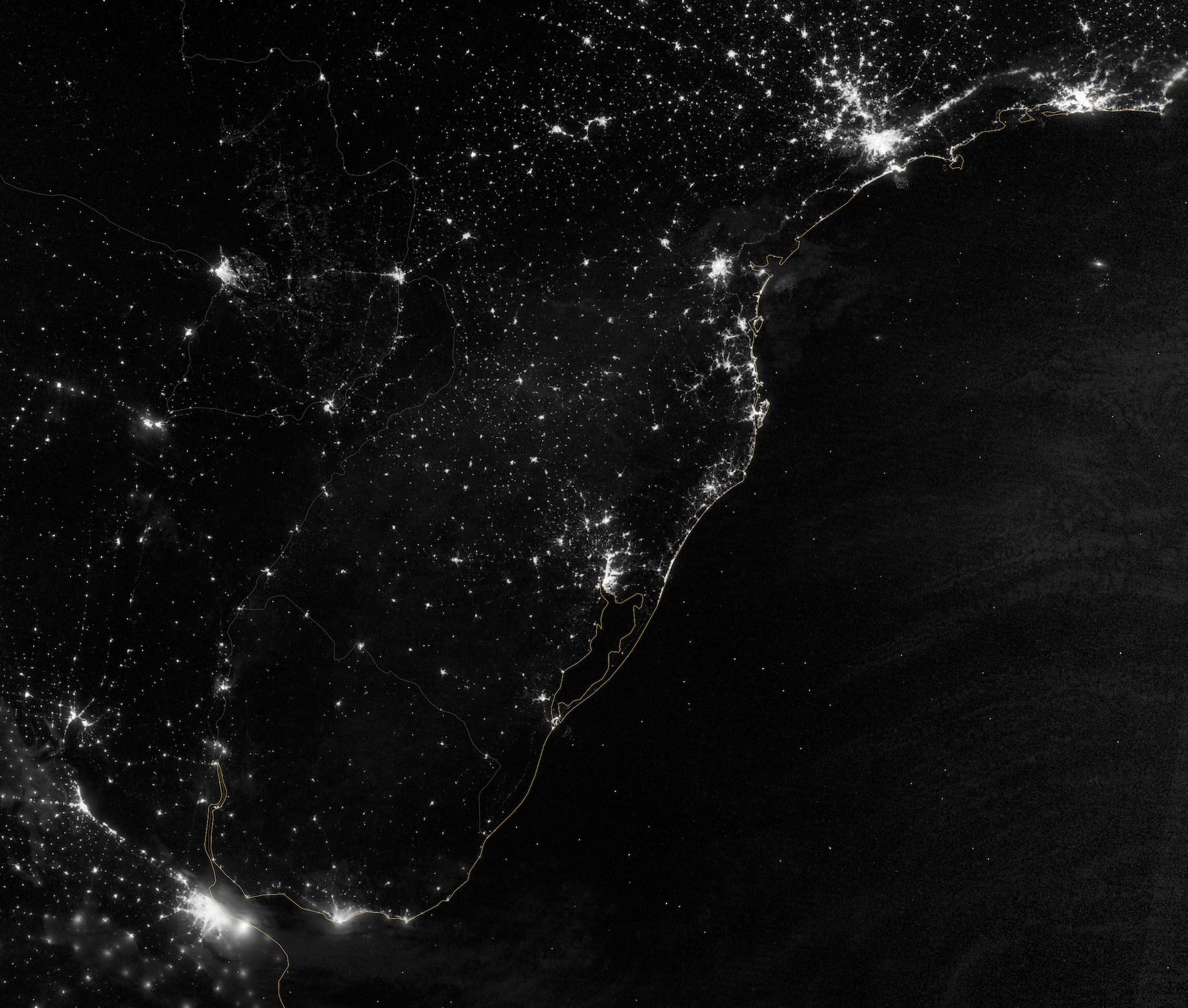 Today’s Image of the Day comes from the NASA Earth Observatory and features a look at the Atlantic coast of South America at night.