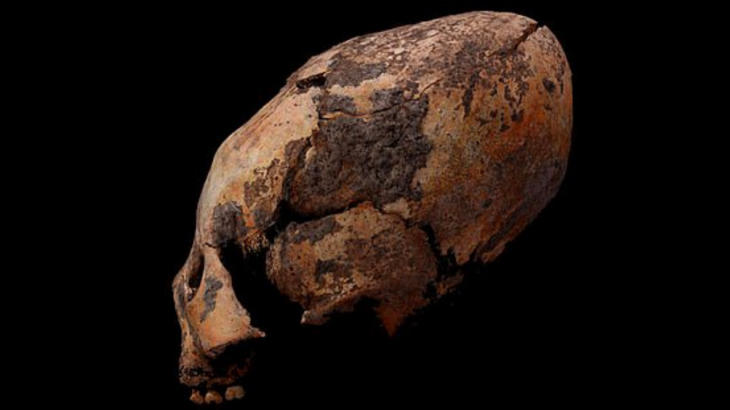 Eleven skeletons with long oval shaped skulls dating back 5,000 to 12,000 years ago were excavated from ancient Chinese tombs.