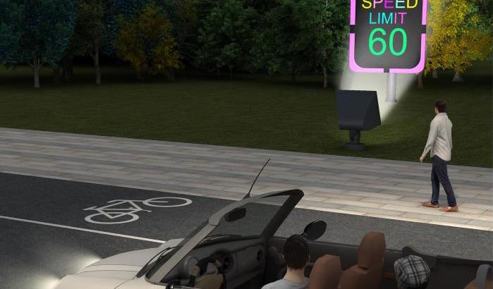 The hope is that this new material could be added to road signs in order to improve visibility and safety for nighttime drivers.
