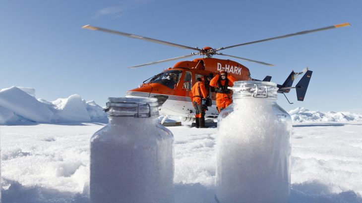 Microplastic particles are moving across great distances in the atmosphere and being washed out of the air through precipitation, particularly snow.