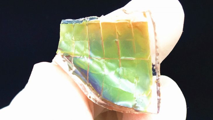 Researchers at the American Chemical Society have created a flexible smart skin that changes color when exposed to heat and sunlight.