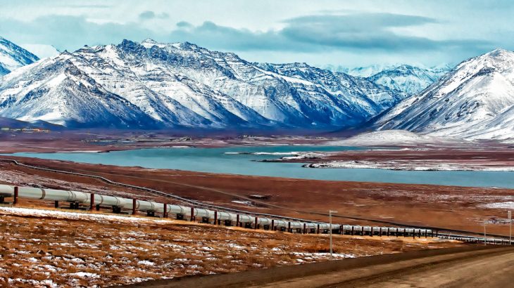 The Alaska Oil Pipeline is seen. Final plans have been released to open the Arctic National Wildlife Refuge to oil drilling.