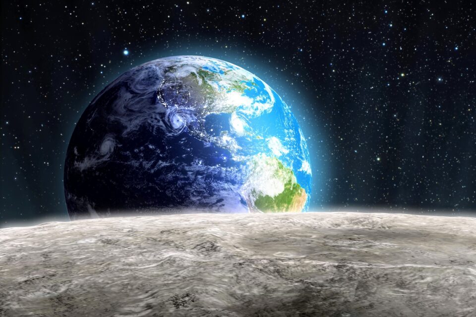 On The Moon From Earth Looking At Lights