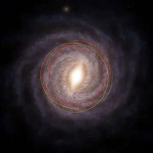 Top view of the Milky Way galaxy showing the estimated orbits of both our sun and the 3I/ATLAS comet. 3I/ATLAS is shown in red dashed lines, and the sun is shown in yellow dotted lines. The large extent of 3I’s orbit into the outer thick disk is clear, while the sun stays nearer the core of the galaxy. Credit: M. Hopkins/Ōtautahi-Oxford team. Base map: ESA/Gaia/DPAC, Stefan Payne-Wardenaar