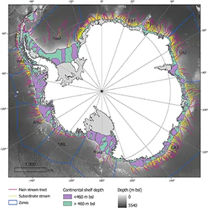A new high-resolution catalogue identifies 332 submarine canyon networks on the seafloor of the Antarctic continent. Credit: Marine Geology