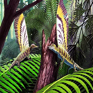 Reconstruction and illustration of Mirasaura in its natural forested environment, hunting insects. Credit: Gabriel Ugueto