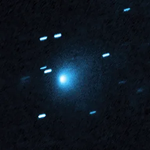 Hubble captured this image of the interstellar comet 3I/ATLAS on July 21, 2025, when the comet was 277 million miles from Earth. Hubble shows that the comet has a teardrop-shaped cocoon of dust coming off its solid, icy nucleus. Credit: NASA, ESA, David Jewitt (UCLA); Image Processing: Joseph DePasquale (STScI)