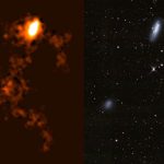 Two dwarf galaxies, NGC 4532 and DDO 137, found to be linked by an 'astonishingly' massive gas bridge. Credit: ASKAP/ICRAR