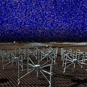 The image of the radio sky (background) is the ‘cleanest’ signal ever produced using data from the Murchison Widefield Array (foreground). Credit: Nunhokee et al/ICRAR/Curtin University