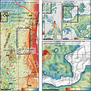 Regional and detailed maps of mounds and sinkites under the North Sea, illustrating their distribution, orientation and morphology. Credit: Communications Earth & Environment