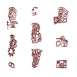 Examples of logograms that make up the Teotihuacan written language. Photo: Christophe Helmke, University of Copenhagen