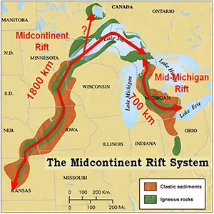 Meet the Midcontinent Rift, one of the most geologically fascinating regions in the United States and Canada, and a possible source of limitless natural hydrogen. Credit: UNL