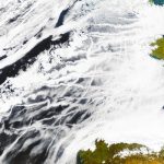 Scientists find a hidden cost of lowering air pollution in these cloud streaks called the 'clean air paradox' Credit: NASA