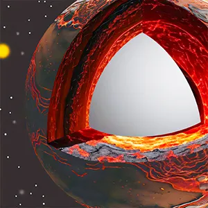 The illustration shows a cutaway revealing the interior of early Earth with a hot, melted layer above the boundary between the core and mantle. Scientists think some material from the core leaked into this molten layer and mixed in. Over time, that mixing helped create the uneven structure of Earth’s mantle that we see today. Credit: Yoshinori Miyazaki