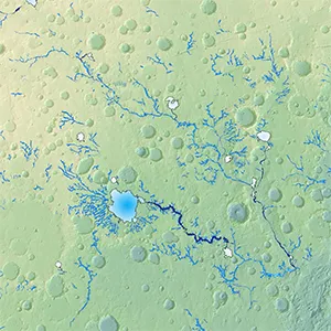 The valley networks, lakes and rivers that make up the Paraná Valles drainage system on Mars. Credit: Abdallah S. Zaki et al.