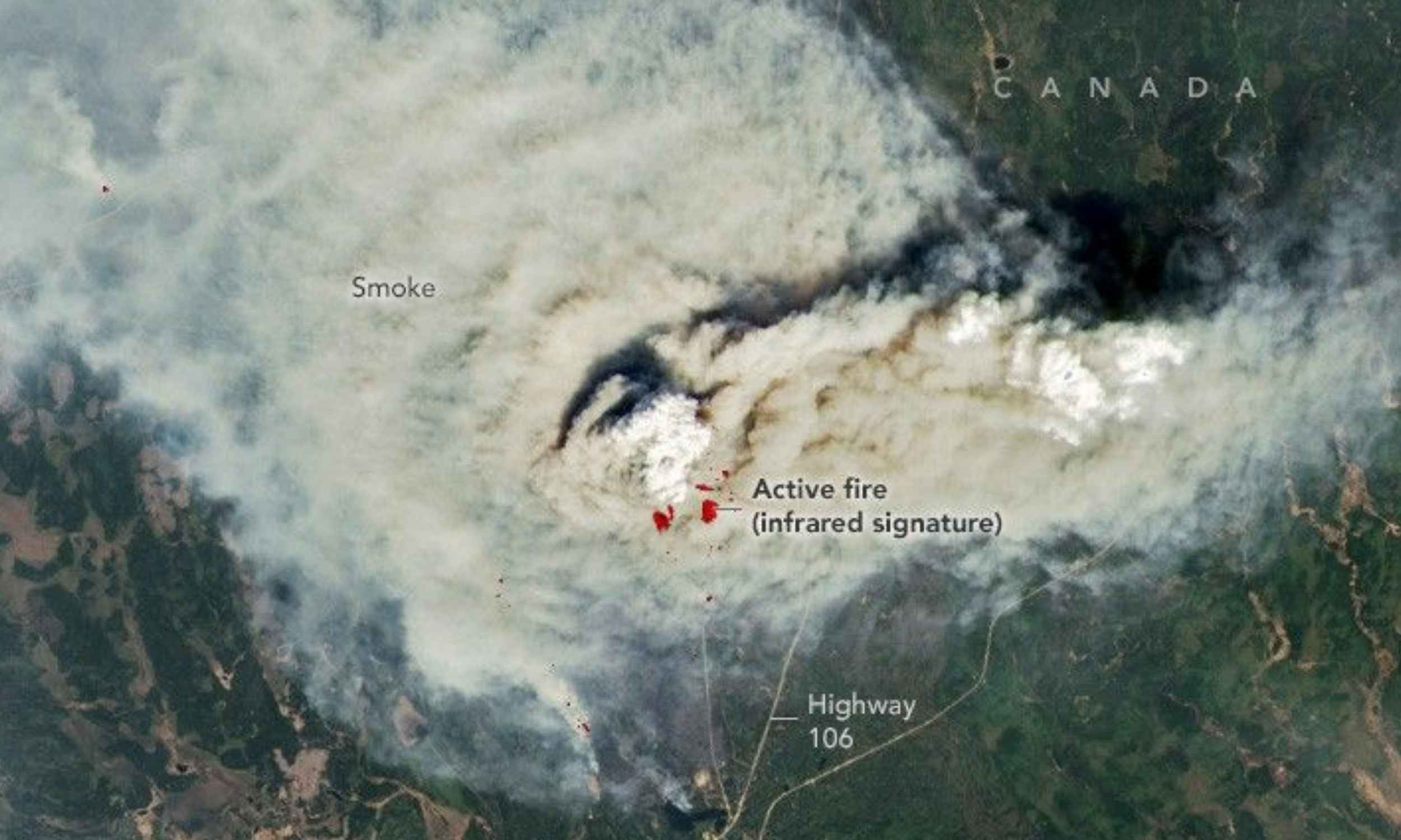 NASA satellites capture an image of a 'smoke monster' in Canada - Earth.com, image size:2500x1500