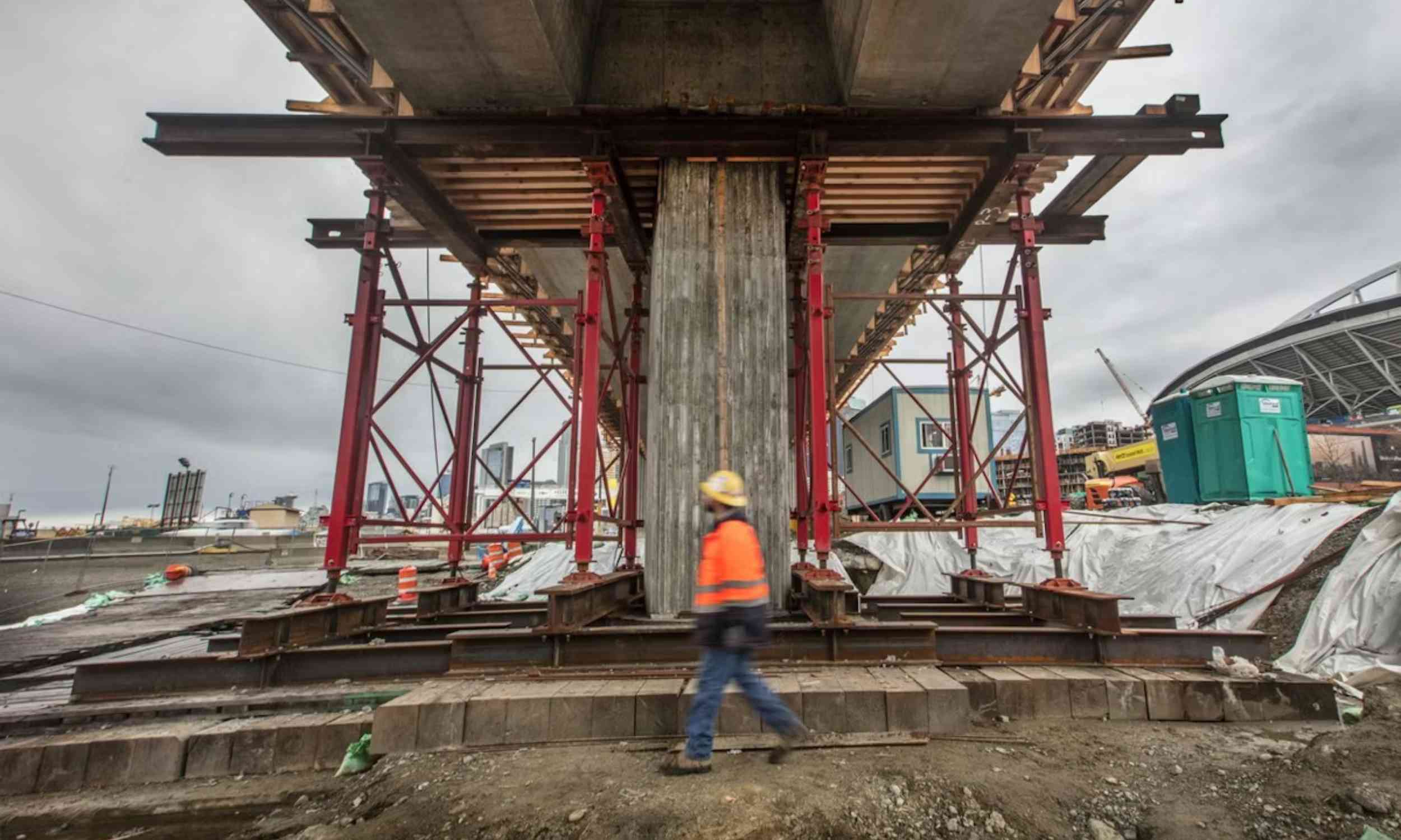 Engineers are testing a metal on a bridge that bends during an earthquake and then snap back into place