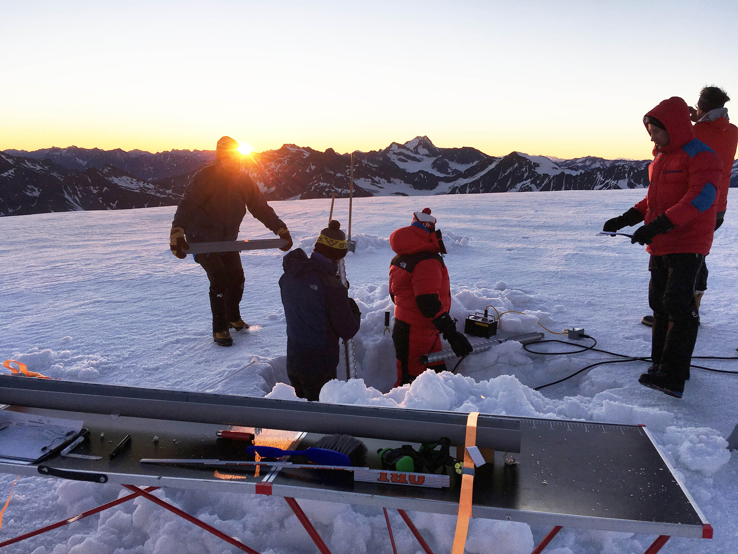 Ice core extracted from a melting glacier contains a 2,000-year record of air pollution