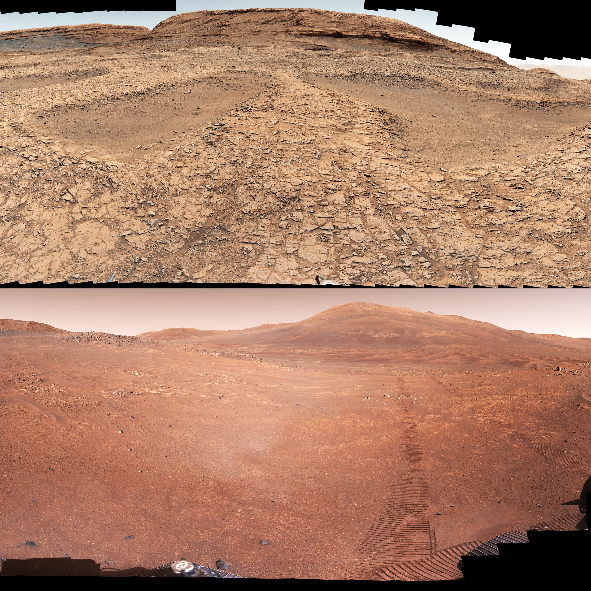 Curiosity and Perseverance rovers captured two 360-degree landscapes from different sides of Mars